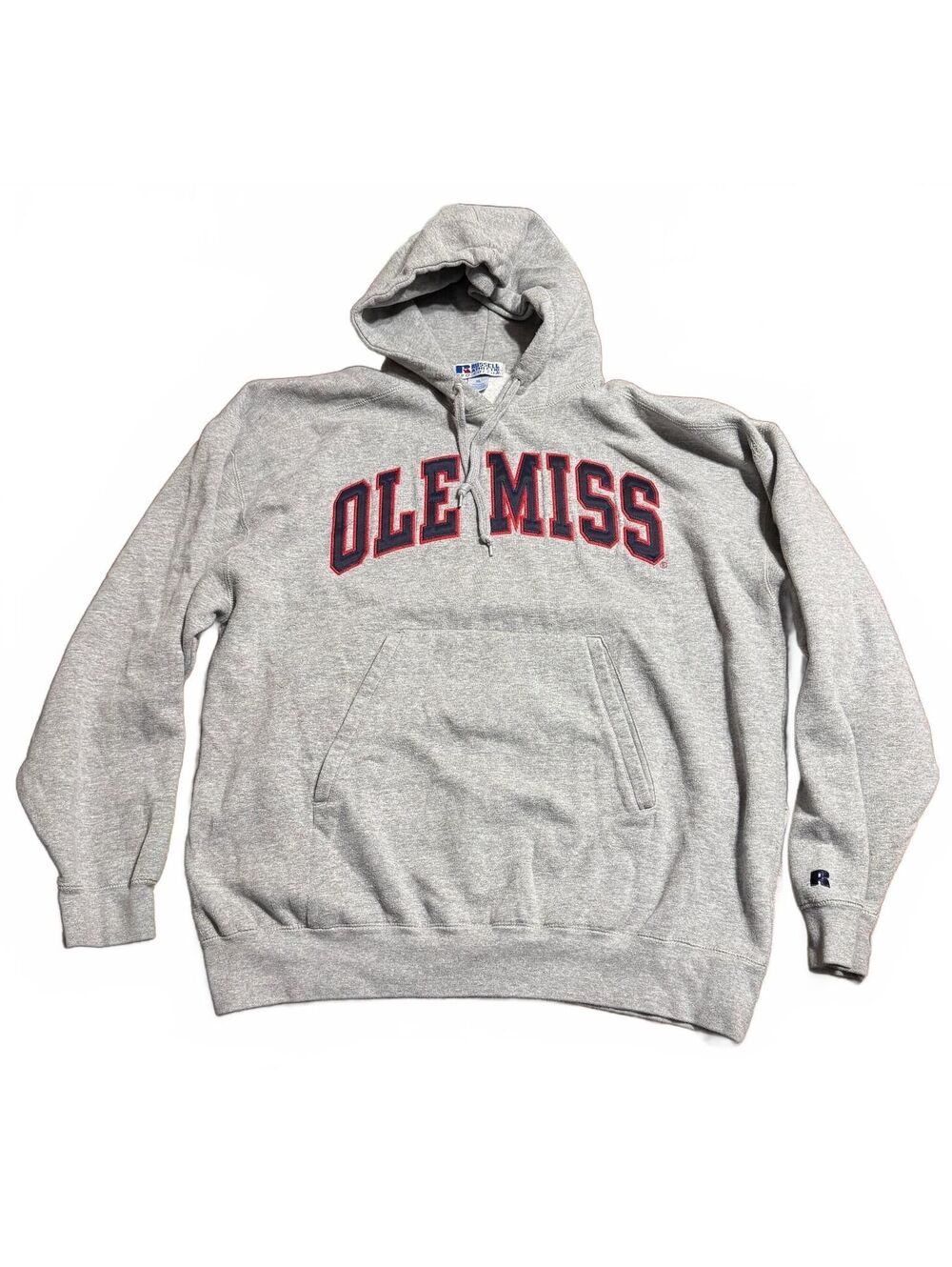 Russell Athletic Mens Vintage Ole Miss Hoodie Pullover XL Gray 90s Pro Cotton